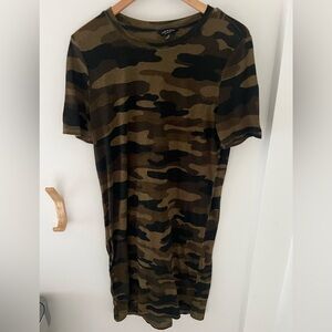 Lucky Brand Soft Lightweight Camo Midi T-shirt Dress